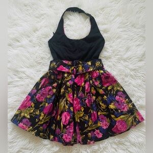 Steppin Out Multicolor Halter Retro Deadstock Vintage 80s 90s Dress Size Small